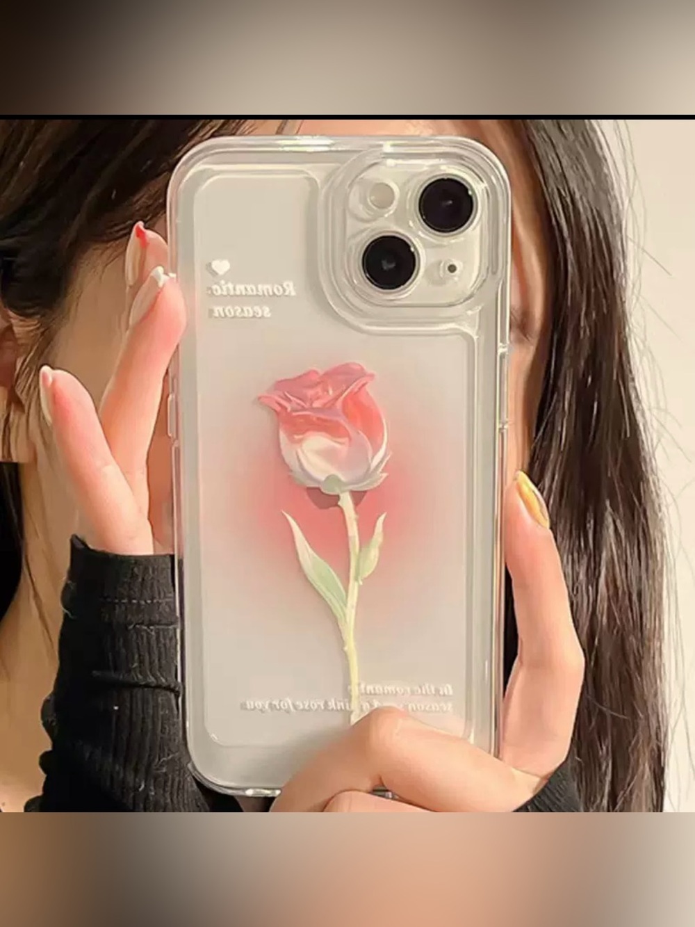 Pink Rose Clear iPhone 16 Pro Max Case